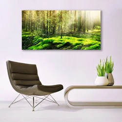 tulup.si Steklena slika Forest moss narava 140x70 cm 4 obešalnika