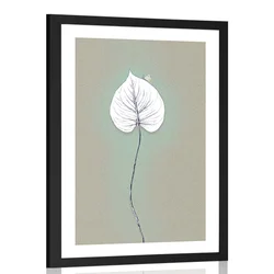 Plakat s paspartujem osamljen list - 30x45 black