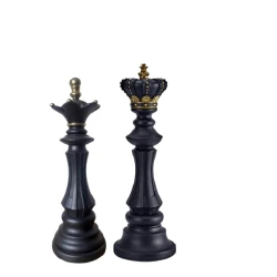 MAISON ADORABLE Šahovske figure KRALJ I KRALJICA 40 cm, Crne