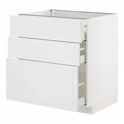 METOD / MAXIMERA Podni element s 3 fioke, bela/Stensund bela, 80x60 cm
