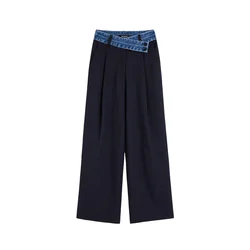 Desigual Hlače z naborki marine/moder denim