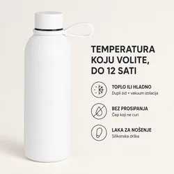 Termos boca ACTIVE FLOW 500 ml - dupli zid, vakuum izolacija, soft-touch, bela