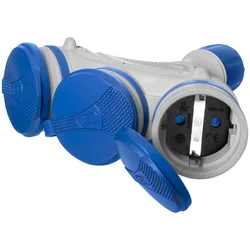 shumee Trojna Schuko vtičnica IP44 3x2P+Z 16A 250V sivo-modra GN-X3/44S