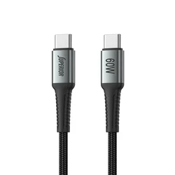 SUPERIOR USB data kabal SU-K102, Pleteni , Fast, 60W, 3A, Type C na Type C , 1m, Crni