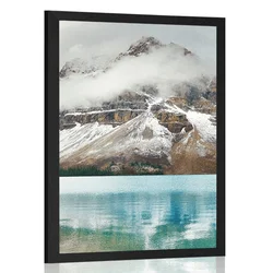 Plakat jezero v bližini čudovite gore - 30x45 white