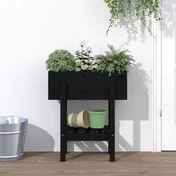 Vrtna sadilica crna 62 x 30 x 69 cm od masivne borovine
