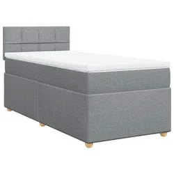 Vidaxl Box spring postelja z vzmetnico svetlo siva 90x190 cm blago