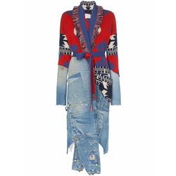 Alanui -xGreg Lauren denim and cashmere overalls cardigan - women - Red