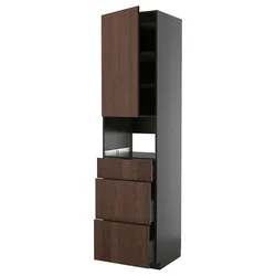 METOD/KNIVSHULT Visoka omara za vgrad gspd aparate, črno siva/Sinarp rjava, 60x60x240 cm