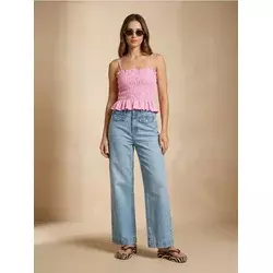 Sinsay - Teksas straight wide leg sa srednjim strukom - plavi džins
