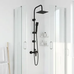 Tuš sistem Črna Nerjaveče jeklo 21 x 48 x 112 cm