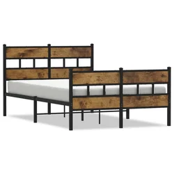 Vidaxl Kovinski posteljni okvir brez vzmetnice dimljen hrast 120x190cm