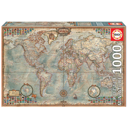 Puzzle Miniature series O Mundo Political Map of the world Educa 1000 dijelova od 12 godina