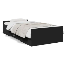 Okvir kreveta s ladicama crni 75 x 190 cm konstruirano drvo