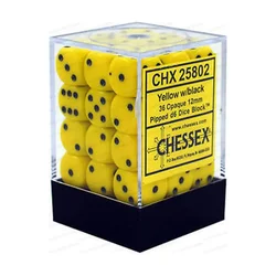 Kockice Chessex - Opaque - Yellow & Black - Dice Block (36) 12mm
