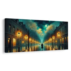 Slika romantična ulica s svetilkami - 120x60