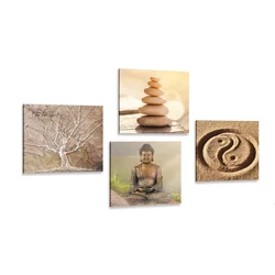 Komplet slik Feng Shui v bež odtenkih - 4x 60x60