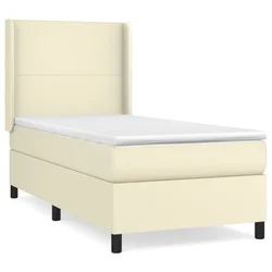 Vidaxl Box spring postelja z vzmetnico krem 100x200 cm umetno usnje
