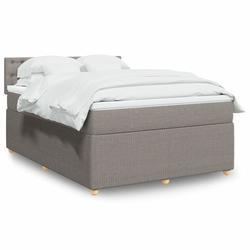 Vidaxl Box spring postelja z vzmetnico taupe 140x200 cm blago