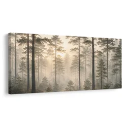 Slika gozd s sončnimi žarki - 80x40