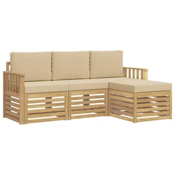 Set vanjskih sofa 4 pcs Bijela i bež 189,5 x 122,5 x 73 cm