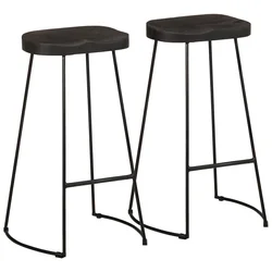 Vidaxl Barski stolčki 2 črni Black 45x40x78 cm trden mangov les