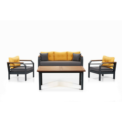 HANAH HOME Baštenska garnitura Assento 3+1+1+M YellowGreyBlack