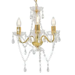 Vidaxl Lestenec s kroglicami zlat okrogel 3 x E14