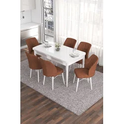 Hanah Home Set Trpezarijski sto i 6 stolica Eva, Terakota