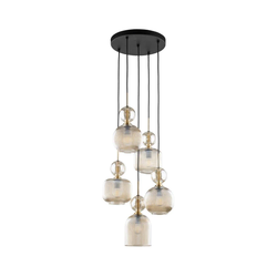 Luster na sajli SOPHIA 5xE14/10W/230V crna/zadimljeno bež