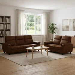 vidaXL Kavčna garnitura 2 pcs Rjava Umetno nubuk usnje