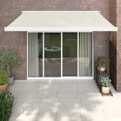 Greatstore Zložljiva tenda krem 3,5x2,5 m blago in aluminij