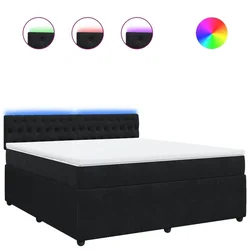 Vidaxl Box spring postelja z vzmetnico črna 180x200 cm žamet
