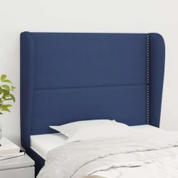 Vidaxl Vzglavje z ušesi moder 103x23x118/128 cm blago