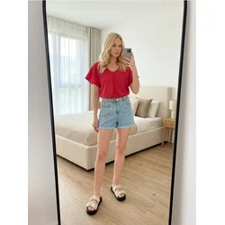 Sinsay - Bluza u boho stilu sa ukrasnim vezivanjem - crvena