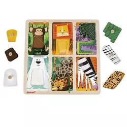 Janod Drvene Puzzle sa teksturom Životinje iz zoološkog vrta/ J07081