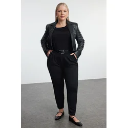 Trendyol Curve Black Carrot Fit Knitted Plus Size Trousers