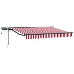Vidaxl Ročno senčilo s LED-ji Rdeča, Bela, Antracit 3 x 2,5 m