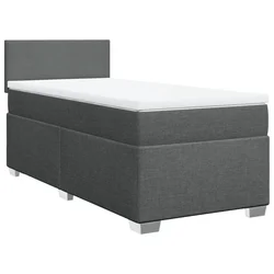 Vidaxl Box spring postelja z vzmetnico temno siva 90x200 cm blago