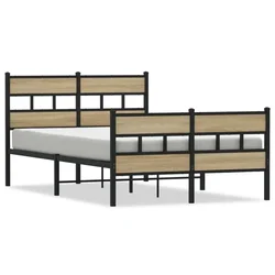 Vidaxl Kovinski posteljni okvir brez vzmetnice sonoma hrast 120x190 cm