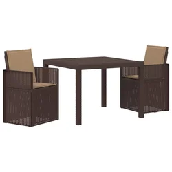 Vidaxl Komplet za jedilnico v vrtu z blazino 3 pcs Rjava in taupe PP