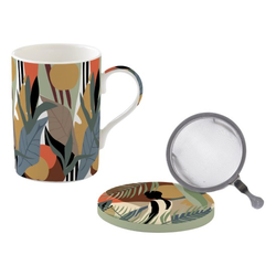 Porcelain mug, 350 ml, with lid and infuser, Kilimanjaro - Nuova R2S