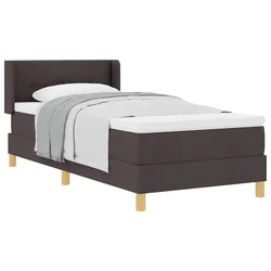 Vidaxl Postelja z vzmetnico z vzglavjem Temno rjava 200 x 100 cm blago