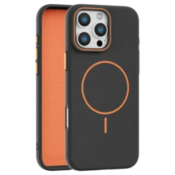 Leather Grip MagSafe maska za iPhone 16 Pro Max - Crna