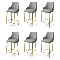 Hanah Home Set barskih stolica Enox, 6 komada, Sivo-zlatni
