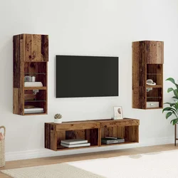TV zidna jedinica Zidne 6 pcs Staro drvo Konstruirano drvo