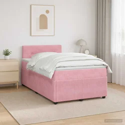 vidaXL Postelja boxspring z vzmetnico Roza 120 x 190 cm Žamet