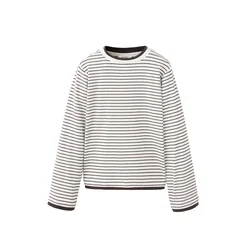 MANGO KIDS Majica RAYITA temno rjava/bela