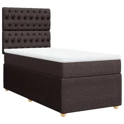 Vidaxl Box spring postelja z vzmetnico temno rjava 90x200 cm blago