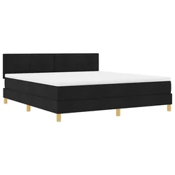 Vidaxl LED Box Spring Postelja z LED trakami Črna 180 x 200 cm blago